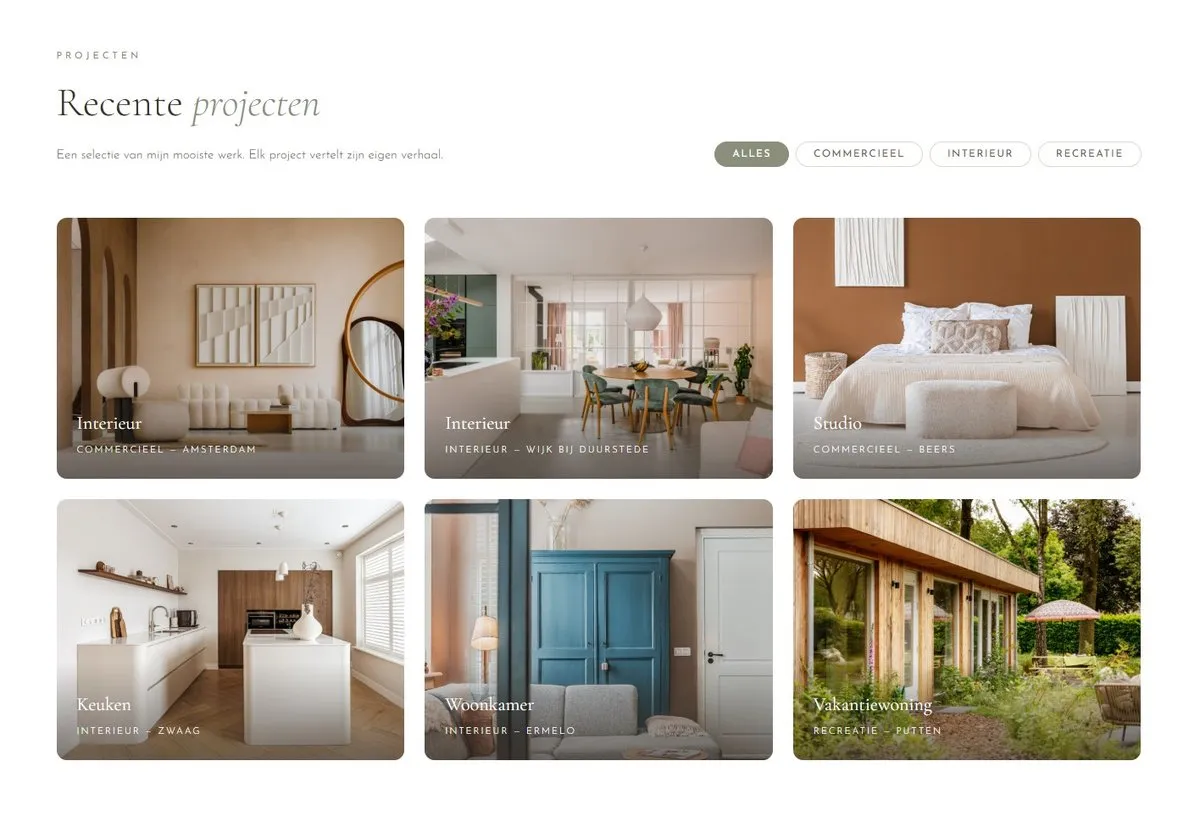 Homepage van Adeline Fotografie met de titel Jouw interieurproject, prachtig vastgelegd